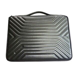 DOMISO 17 Inch Shockproof Laptop Bag Black Geometrical Padded Zip Around